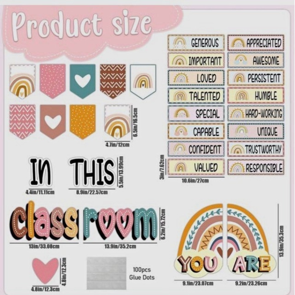 NEW 32 Pieces Boho Class Decor "In This Classroom You Are…" Bulletin Board Set